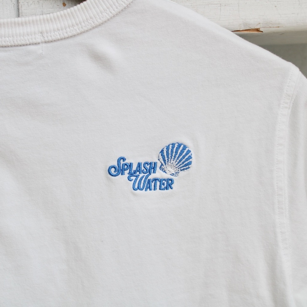 8Second Women's White Blue Splash Water Graphic Short Sleeve T-Shirt Size Small - Picture 5 of 8